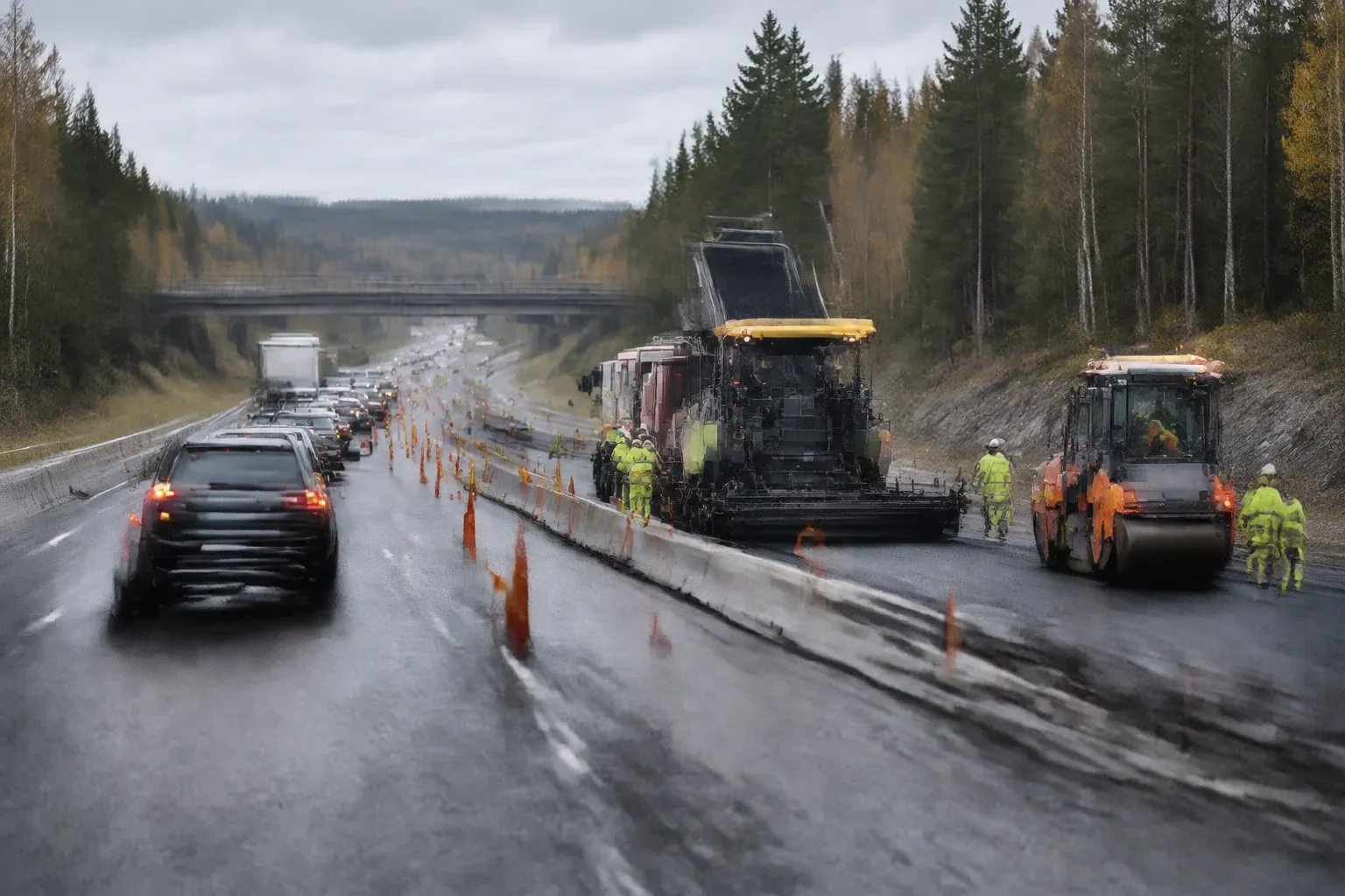 Trafikverket asfalterar E18 genom Karlskoga på nätterna
