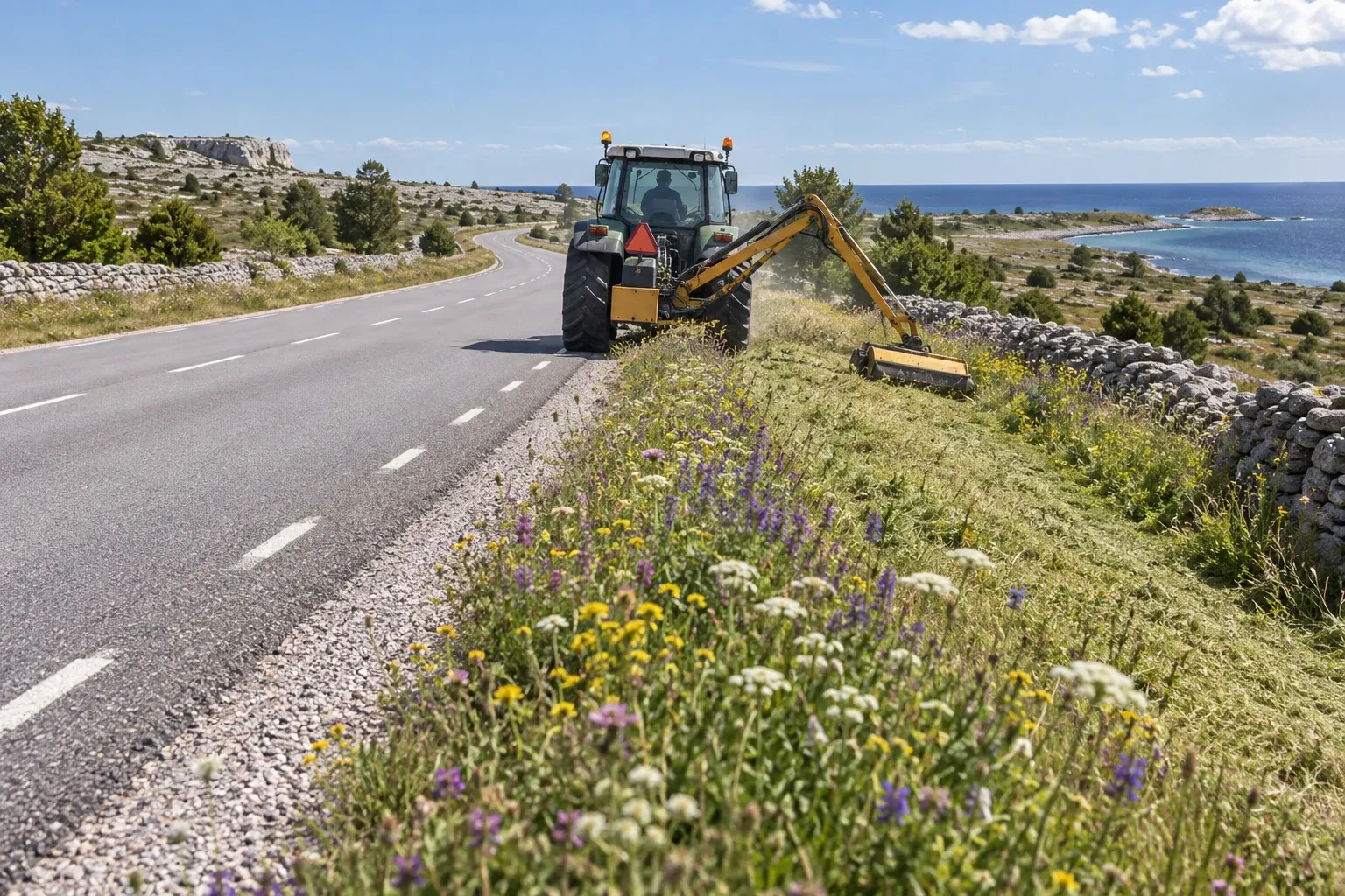 Trafikverket klipper vägkanter på Gotland under hösten